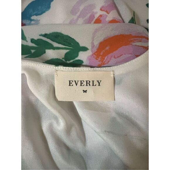 NWOT Everly Layered Strappy Rose Print Mini Lined White Sundress S/M - Picture 5 of 5